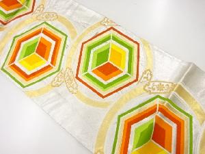 アンティーク　変わり亀甲模様織出し袋帯（材料）